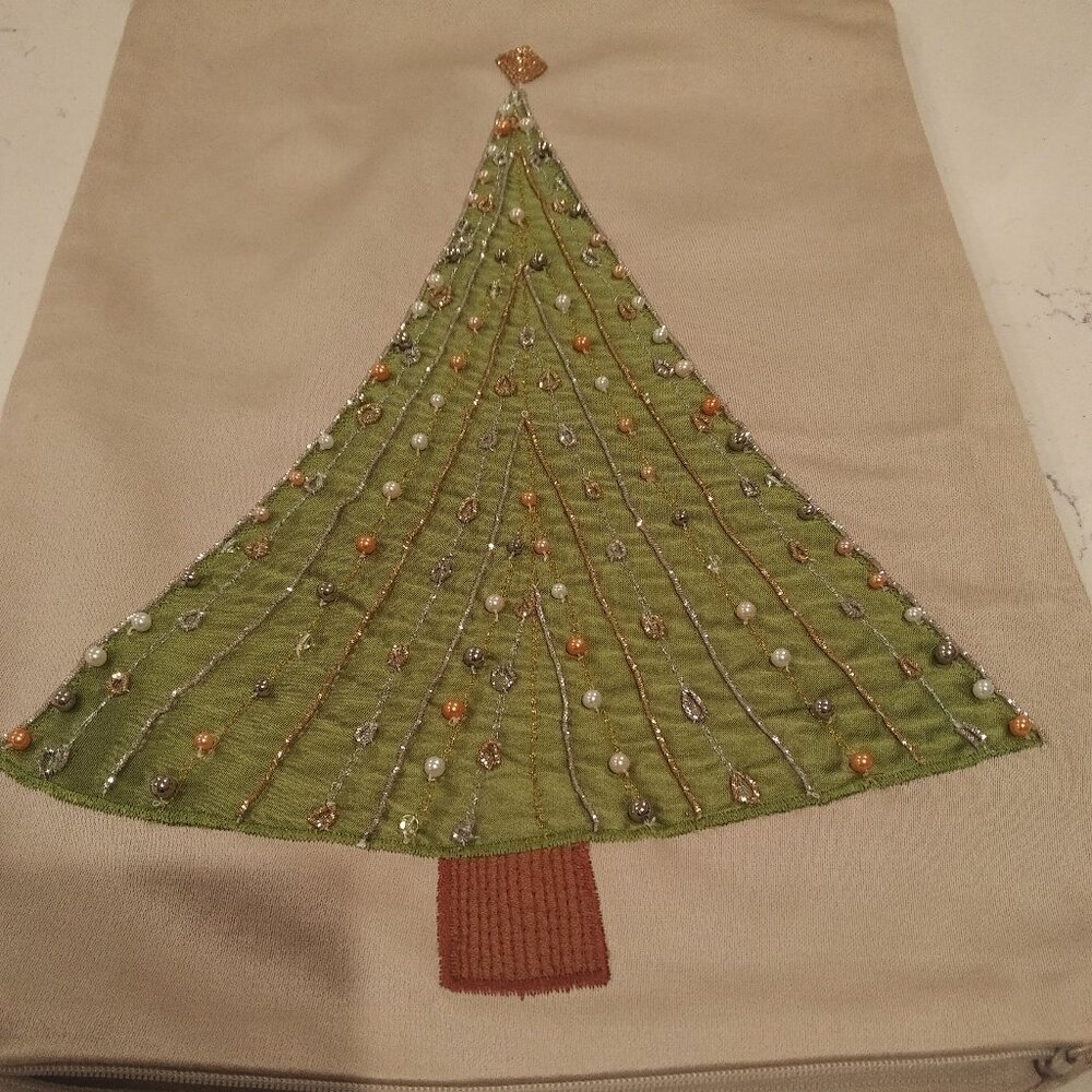 Crate & Barrel Embroidered and Beaded Pillow Cover